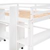 Full Size Low Loft Bed with Rolling Portable Desk, Drawers and Shelves, White(Old SKU: GX000711AAK)