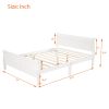 Full Size Wood Platform Bed with Headboard and Wooden Slat Support (White)