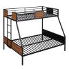 Twin-over-full bunk bed modern style steel frame bunk bed with safety rail, built-in ladder for bedroom, dorm, boys, girls, adults (OLD SKU:LP000090AA