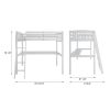 Everest White High Loft Bed with Desk and Storage, Heavy Duty Solid Wood Full Size Loft Bed Frame with Stairs for Kids and Toddlers, No Box Spring Nee
