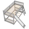 Convertible Twin-Over-Twin Bunk Bed, Includes Fun Slide and Ladder, Chic Gray