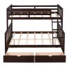 Twin-Over-Full Bunk Bed with Ladders and Two Storage Drawers(Espresso)( old sku:LT000165AAP)