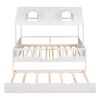 Full Size House Bed Wood Bed with Twin Size Trundle ( White )