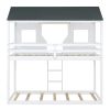 Twin Over Twin Bunk Bed Wood Bed with Roof, Window, Guardrail, Ladder (White)(OLD SKU :LT000045AAK)