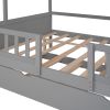 Full Size House Bed Wood Bed with Twin Size Trundle ( Gray )