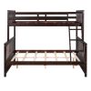 Twin-Over-Full Bunk Bed with Ladders and Two Storage Drawers(Espresso)( old sku:LT000165AAP)