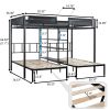 Metal Full over Twin Beds with Shelves/ Sturdy Metal Frame/ Noise-Free Wood Slats/ Comfortable Textilene Guardrail/ Bunk Bed for Three/ Built-in 3-Tie