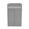 Wood Twin Size Loft Bed with Wardrobes and 2-Drawer Desk with Cabinet, Gray