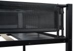 Metal Full over Twin Beds with Shelves/ Sturdy Metal Frame/ Noise-Free Wood Slats/ Comfortable Textilene Guardrail/ Bunk Bed for Three/ Built-in 3-Tie