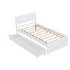 Modern Twin Bed Frame With 2 Drawers For White High Gloss Headboard and Footboard With Washed White Color