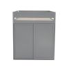 Wood Full Size Loft Bed with Wardrobes and 2-Drawer Desk with Cabinet, Gray
