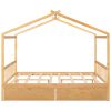 Full Size House Platform Bed with Two Drawers,Headboard and Footboard,Roof Design,Natural