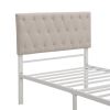 Twin Size Storage Bed Metal Platform Bed with a Big Drawer - Beige