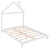 Full Size Wood Platform Bed with House-shaped Headboard (White)