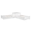 L-shaped Platform Bed with Trundle and Drawers Linked with built-in Desk,Twin,White