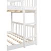 Full-Over-Full-Over-Full Triple Bed with Built-in Ladder and Slide , Triple Bunk Bed with Guardrails, White(OLD SKU :LP000052AAK)