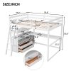 Full Size Loft Bed with Desk and Shelves,Two Built-in Drawers,White(Old SKU: SM000416AAK)