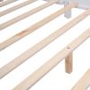 Full Size Wood Platform Bed with House-shaped Headboard (White+Pink)