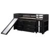 Low Twin Size Loft Bed with Cabinets, Shelves and Slide - Espresso(OLD SKU :LP000503AAP)