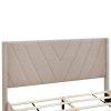 Queen Size Storage Bed Linen Upholstered Platform Bed with 3 Drawers (Beige)