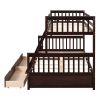 Twin-Over-Full Bunk Bed with Ladders and Two Storage Drawers(Espresso)( old sku:LT000165AAP)