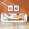 Twin Size Daybed with Shelves, Drawers and Built-In Charging Station, White