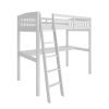 Everest White High Loft Bed with Desk and Storage, Heavy Duty Solid Wood Twin Size Loft Bed Frame with Stairs for Kids and Toddlers, No Box Spring Nee