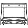Twin over Full Bed with Sturdy Steel Frame, Bunk Bed with Twin Size Trundle, Two-Side Ladders, Black(OLD SKU:MF194424AAB)