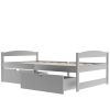 Twin size platform bed, with two drawers, gray