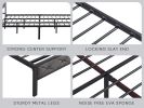 King Bed Frame with Storage Headboard, Charging Station and LED Lights, Upholstered Platform Bed with Heavy Metal Slats, No Box Spring Needed, Noise F