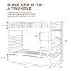Orisfur. Twin Bunk Beds for Kids with Safety Rail and Movable Trundle bed