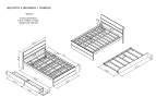 Modern Full Bed Frame With Twin Size Trundle And 2 Drawers For White High Gloss and Washed White Color