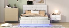 Full Size Tufted Upholstered Platform Bed with Hydraulic Storage System,PU Storage Bed with LED Lights and USB charger, White(Expected Arrival Time: 5