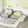 Twin over Twin Bunk Bed with Twin Size Trundle, Convertible Beds, Gray