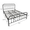 Metal Bed Frame Queen Size Platform No Box Spring Needed with Vintage Headboard and Footboard Premium Steel Slat Support/Black