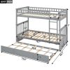 Twin over Twin Bunk Bed with Twin Size Trundle, Convertible Beds, Gray