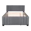 Full Upholstered Platform Bed with Trundle,Grey (OLD SKU:SM001006AAE)