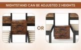 Full Over Twin & Twin Bunk Bed Metal Triple Bed With Nightstand and Guardrails. Black & Brown, 96.9'' L x 76'' W x 69'' H