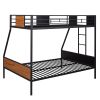 Twin-over-full bunk bed modern style steel frame bunk bed with safety rail, built-in ladder for bedroom, dorm, boys, girls, adults (OLD SKU:LP000090AA