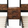 Full Over Twin & Twin Bunk Bed Metal Triple Bed With Nightstand and Guardrails. Black & Brown, 96.9'' L x 76'' W x 69'' H