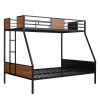 Twin-over-full bunk bed modern style steel frame bunk bed with safety rail, built-in ladder for bedroom, dorm, boys, girls, adults (OLD SKU:LP000090AA