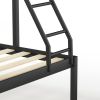 Full Over Twin & Twin Bunk Bed Metal Triple Bed With Nightstand and Guardrails. Black & Brown, 96.9'' L x 76'' W x 69'' H