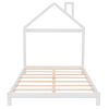 Full Size Wood Platform Bed with House-shaped Headboard (White)