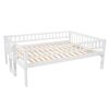Full-Over-Full-Over-Full Triple Bed with Built-in Ladder and Slide , Triple Bunk Bed with Guardrails, White(OLD SKU :LP000052AAK)