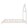 Full Size Wood Platform Bed with House-shaped Headboard (White)
