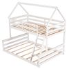 Twin over Full House Bunk Bed with Built-in Ladder,White