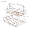 Twin over Full House Bunk Bed with Built-in Ladder,White