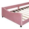 Twin Size Upholstered Daybed with Rabbit Ear Shaped Headboard, Pink