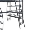Full Size Loft Bed with 4 Layers of Shelves and L-shaped Desk, Stylish Metal Frame Bed with a set of Sockets, USB Ports and Wireless Charging, Black