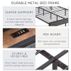 Queen Bed Frame with Storage Headboard, Charging Station and LED Lights, Upholstered Platform Bed with Heavy Metal Slats, No Box Spring Needed, Noise